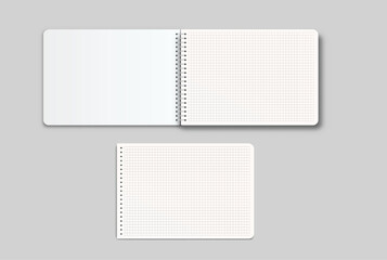 Vector realistic 3d spiral notebook sheets mockup with paper binder page for memo pads, isolated. For the business presentation journal, notepad, booklet, catalogue, publisher, advertising corporate