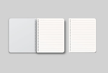 Vector realistic 3d spiral notebook sheets mockup with paper binder page for memo pads, isolated. For the business presentation journal, notepad, booklet, catalogue, publisher, advertising corporate