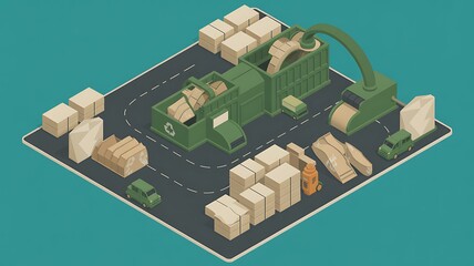 Recycling process isometric illustration for environmental awareness and sustainability concept