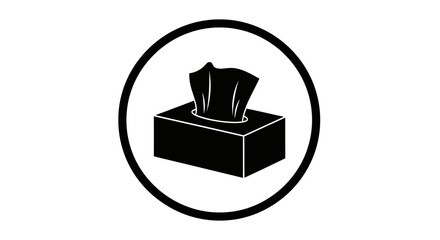 Simple black and white illustration of a box of facial tissues
