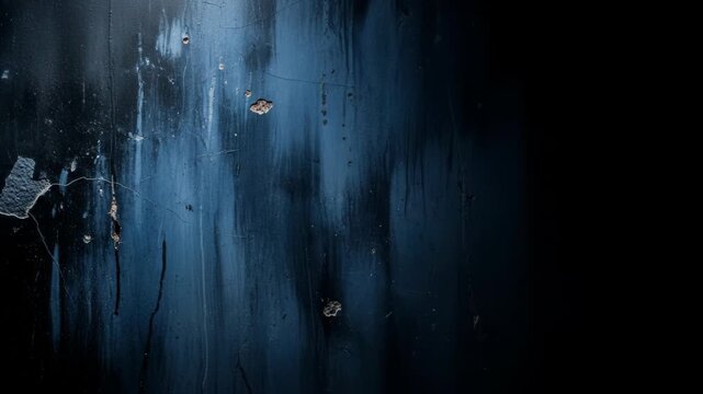 Grungy, textured dark blue surface with peeling paint and vertical streaks