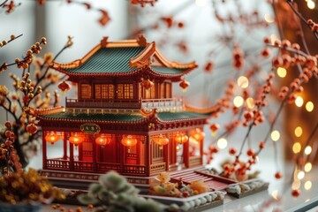 Fototapeta premium Chinese New Year architecture building temple.