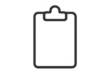 Clipboard line icon as a vector graphic with a transparent background, symbolizing tasks, documents, and form completion