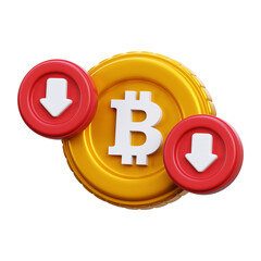 3D Bitcoin Price Drop - Bearish Cryptocurrency Market Trend and BTC Value Downfall Icon