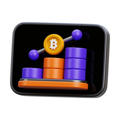 3D Bitcoin Price Chart Analysis - Cryptocurrency Market Growth and Investment Concept
