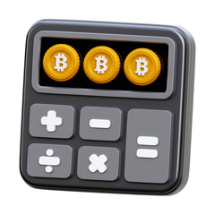 3D Bitcoin Calculation - Cryptocurrency Investment Profit, Cost Analysis, and Digital Finance Accounting Icon