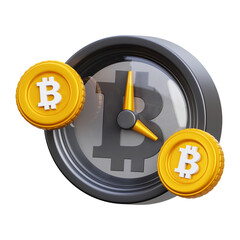3D Bitcoin Investment Timing - Long Term Crypto Holding (HODL) and Market Opportunity Time Clock Icon