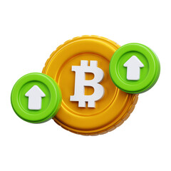 3D Bitcoin Price Rise - Bullish Cryptocurrency Market Trend, Investment Profit, and BTC Value Growth Icon