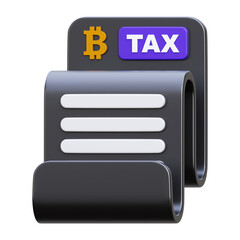 3D Bitcoin Tax Regulations - Cryptocurrency Capital Gain Tax, Compliance, and Digital Asset Financial Bill Icon