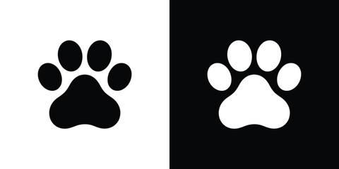 Black and White Animal Paw Footprint Silhouette, Animal Track Image, Isolated Design