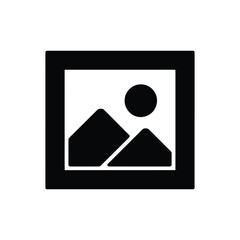 Black With Mountains And Sun Icons On White Background