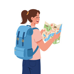 Flat Design Traveler with Map