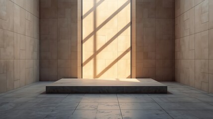 Empty Minimalist Podium in a Modern Concrete Room.