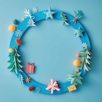 Christmas gift circle border christmas wreath art.