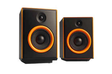 Black orange speakers isolated on a transparent background