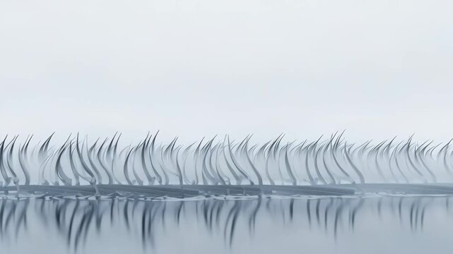 Eerie Forest of Bare Trees in Misty Landscape