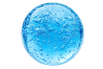 Blue sphere liquid bubbles isolated on a transparent background