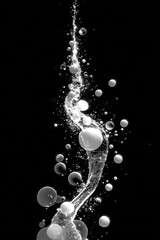 Abstract bubbles rising like a liquid vortex in monochrome