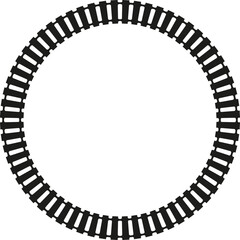 Circular railway track illustration on a transparent background representing a journey or transport loop