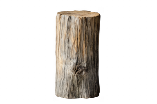 Weathered wooden cylinder isolated on a transparent background - Powered by Adobe