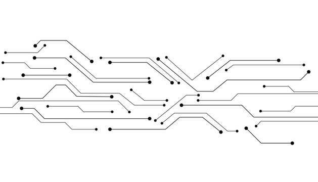 Technology black circuit diagram concept. High-tech circuit board connection system.