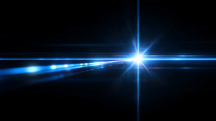 Vibrant neon blue laser lines streak across a black background, creating dynamic light beams. The abstract digital scene symbolizes technology, speed, energy, and the futuristic pulse of modern innova