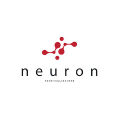 Neuron logo simple design cell dna molecule atom with modern minimalist concept design for brand business product also poster template and design