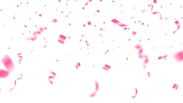 Pink confetti falling transparent image 