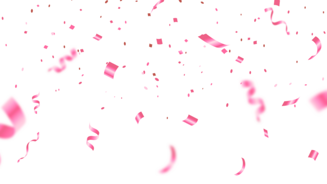 Pink confetti falling transparent image 