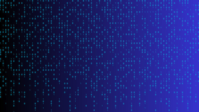 Binary code background Blue digital rain effect &mdash; futuristic abstract background