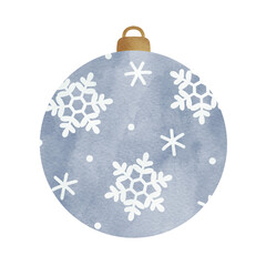 オーナメントの手描き水彩イラスト クリスマスの飾り 雪の結晶