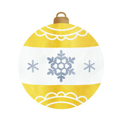 オーナメントの手描き水彩イラスト クリスマスの飾り 雪の結晶