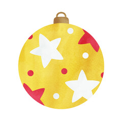星柄のオーナメントの手描き水彩イラスト クリスマスの飾り
