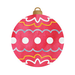 オーナメントの手描き水彩イラスト クリスマスの飾り