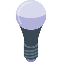 Clean pixel art illustration of a white and grey led light bulb with a purple top against a white background