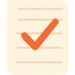 Clean Orange Check Mark On Lined Paper Transparent Background Simple Icon Of Approval And Task Completion