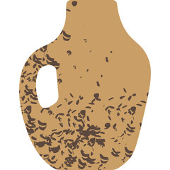 Clay Pot With Handle Brown Clay Ancient Amphora Style With Dark Brown Speckled Texture And Transparent Background