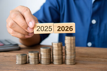 2025 to 2026 Financial Growth Transition with Stacked Coins
