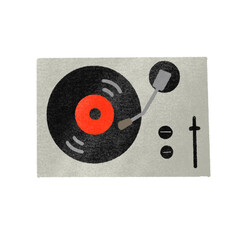 スタンプ風のレコードプレーヤーのイラスト