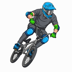 Fototapeta premium Dynamic BMX rider performing stunt, extreme sports action illustration