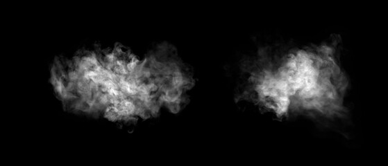 Realistic white smoke cloud isolated on black background, perfect for digital art, visual effects, or cinematic overlays. High-resolution vapor texture ideal for creative design and motion graphics.