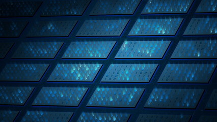 Glowing Binary Code Grid with Futuristic Digital Tiles and Data Stream Effect for AI, Machine Learning, Blockchain, or High-Tech Background