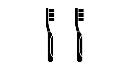 Simple black and white illustration of two dental hygiene toothbrushes