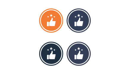 Four circular icons displaying thumbs up with stars in different colors