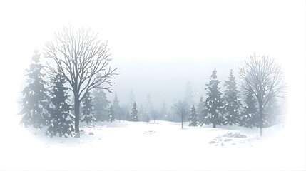 雪の積もった森