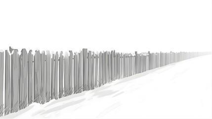 雪に続く木の柵