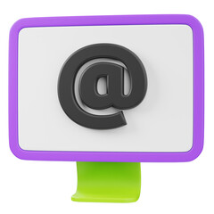 Modern Glossy At Sign Isolated On White Board Communication Element