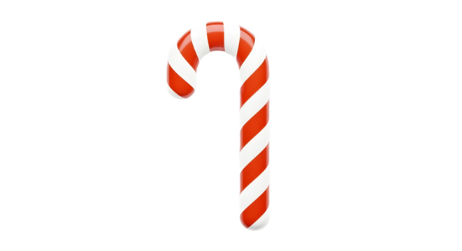 Classic Red and White Striped Candy Cane on White Background Representing Christmas Holiday Treat Festive Season or Sweet Winter Tradition