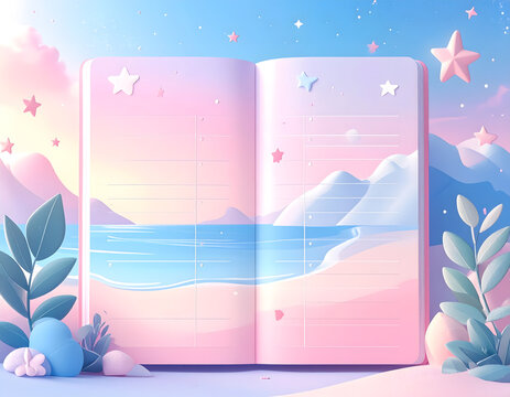 Dreamy Wellness Planner Template in Pastel Nature Landscape