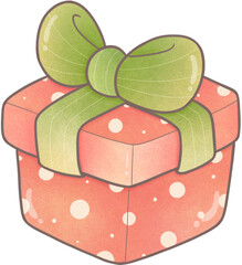 The Gift box tied with a green ribbons.